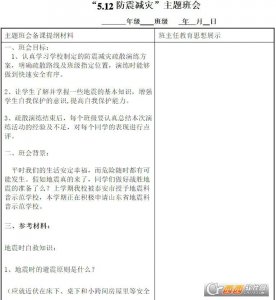 5.12防震减灾日主题班会教案记录