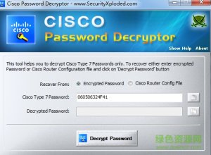 思科路由密码修改软件(Cisco Password Decryptor) v5.0 绿色纯净版